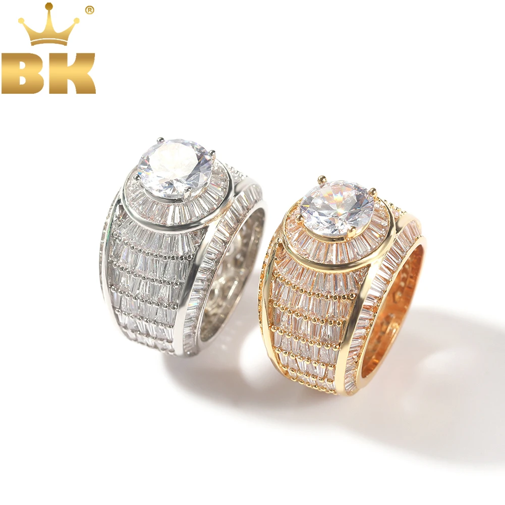 

TBTK Luxury Bold Statement Rings Iced Baguettecz Cubic Zirconia Engagement High Quality Party Hiphop Jewelry For Gift