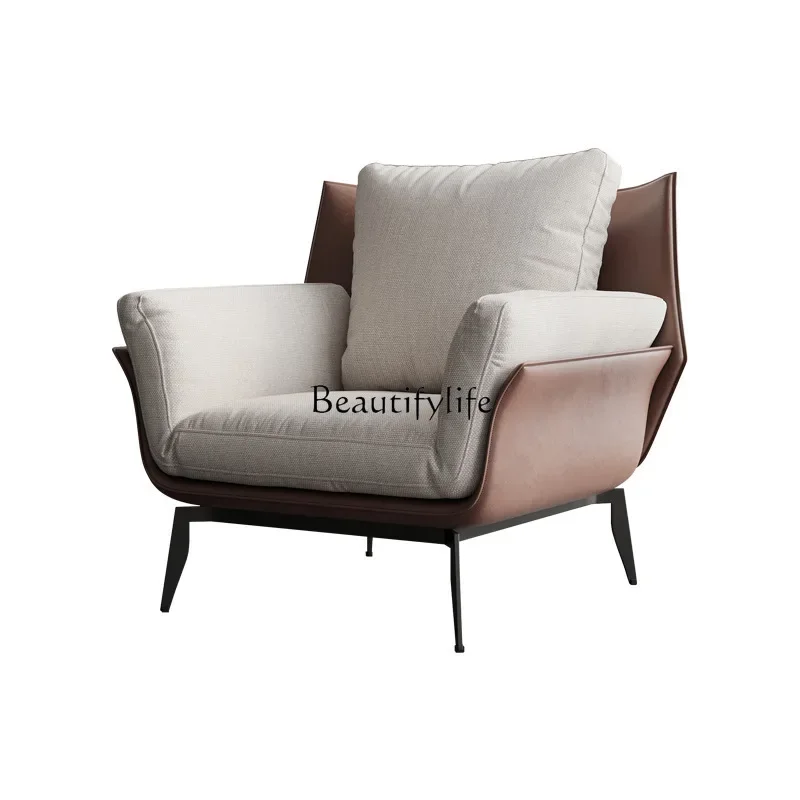 

ls 18ls 18-*Italian minimalist leisure sofa chair Nordic light luxury fabric single recliner