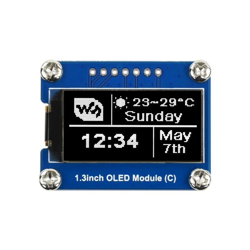 Module d'affichage OLED pour Raspberry Pi, 1.3 pouces, couleur d'affichage noir et blanc, résolution 64 × 128, interface éventuelles I/I2C, carte Ardu37