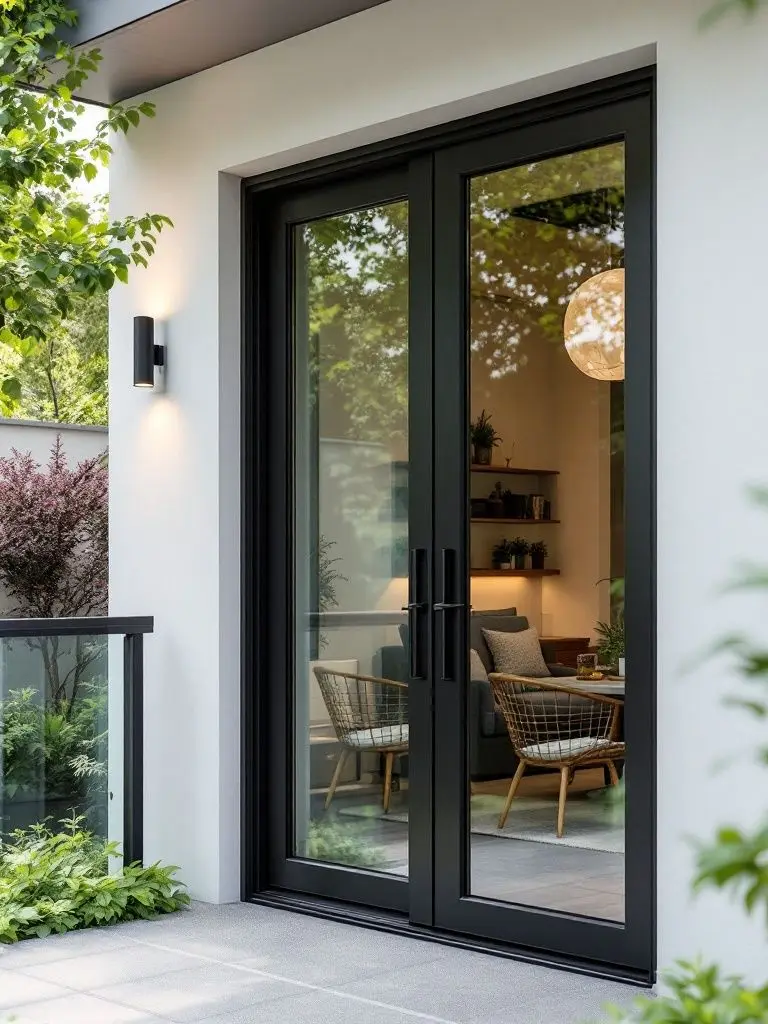 House Balcony Used French Door Aluminum Double Tempered Glass Door Modern Design Thermal Break Aluminum Structure Casement Door