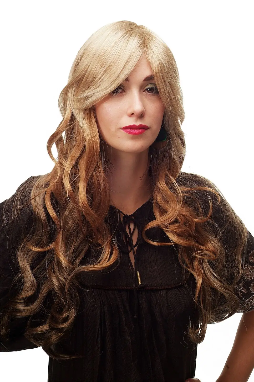 

Women's Braun Blonde Mix Wavy Long Wig Synthetic