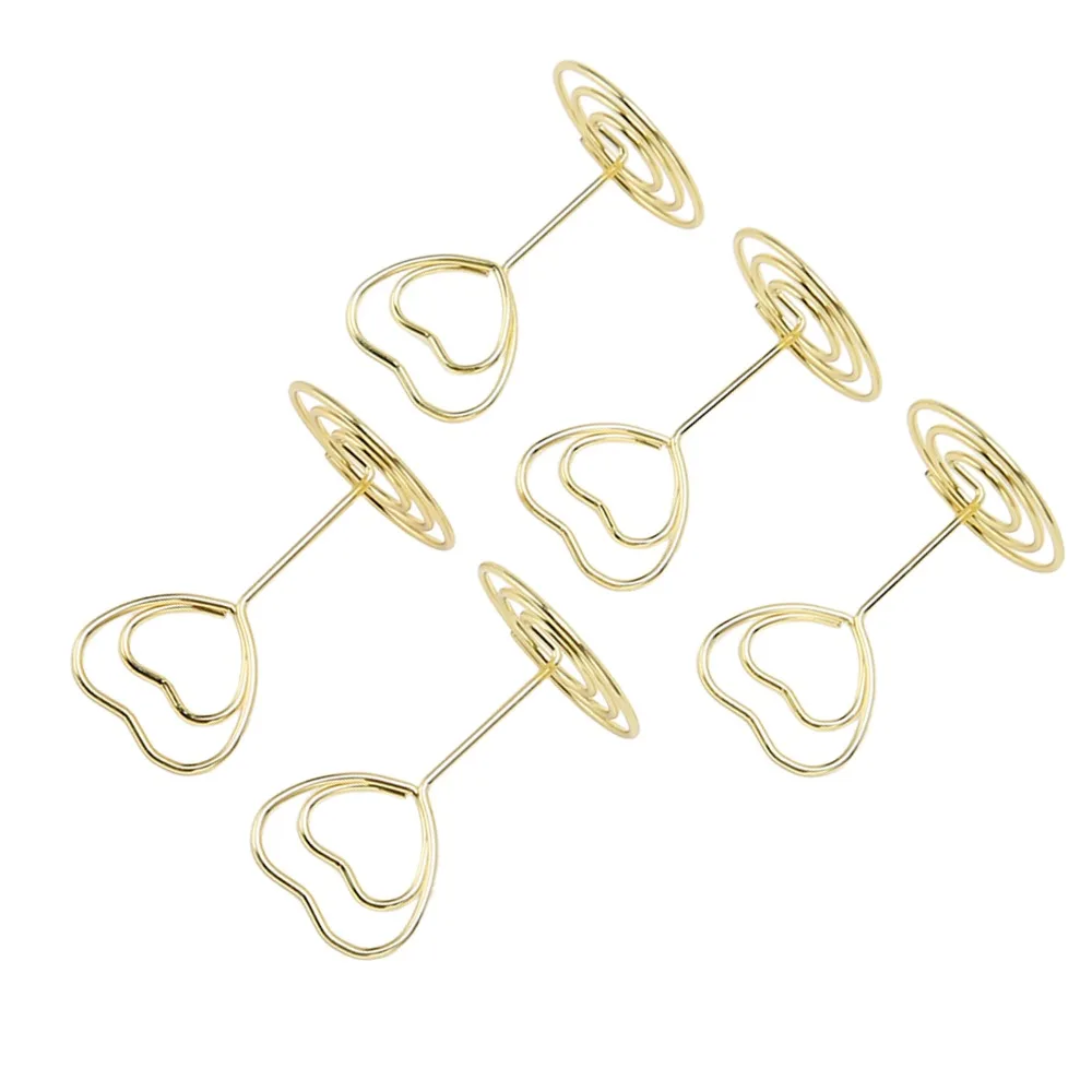 25PCS Heart Shaped Table Number Stands Sturdy Metal Stable Base Place Card Holders Wire Clip Design 3.35 Inch Name Card Clips