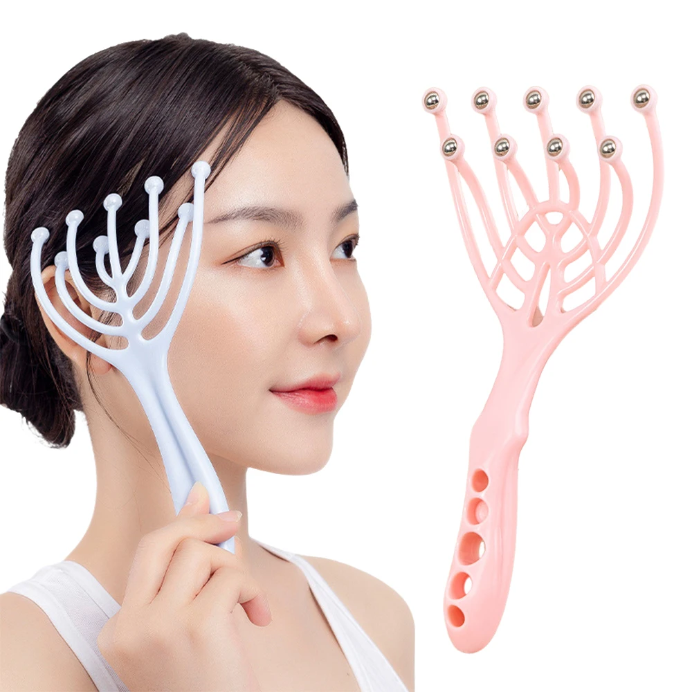 9 Claws Head Massager Scalp Massager Manual Steel Ball Massage Relaxation for Waist Back and Leg Stress Relief Aid Roller