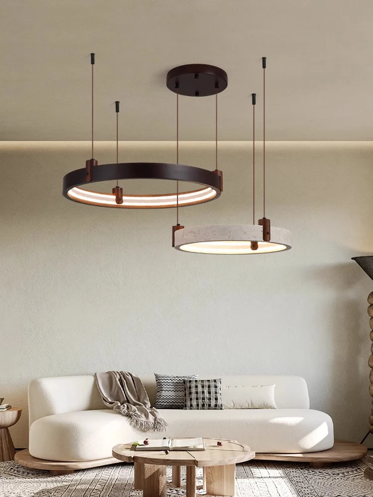 

Wood Stone Ring Together Dimmable LED 2025 Chandelier Lustre Para Sala Estar Suspension Luminaire Lampen For Living Room