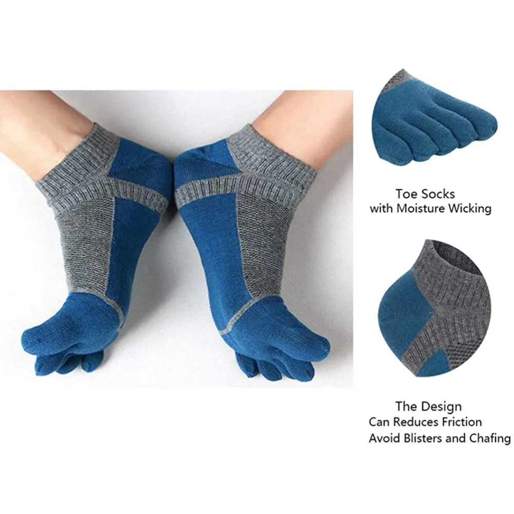 

5 Pairs Men's Socks Breathable Toe Socks Mesh Cotton Running Socks Wicking Athletic Socks Sports