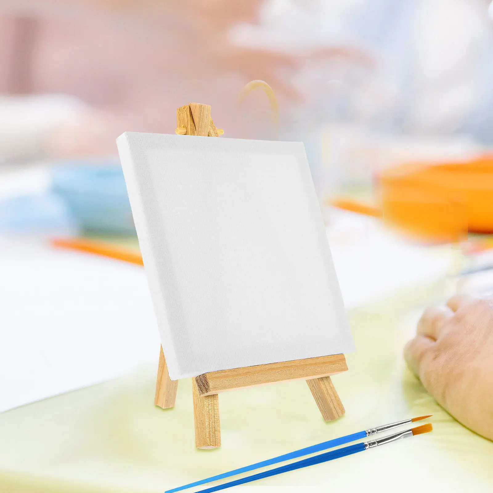 1Set Mini Easel Canvas Painting Kit Lightweight Portable Painting Frame Stand for Adults Students Beginners Creative Canvas