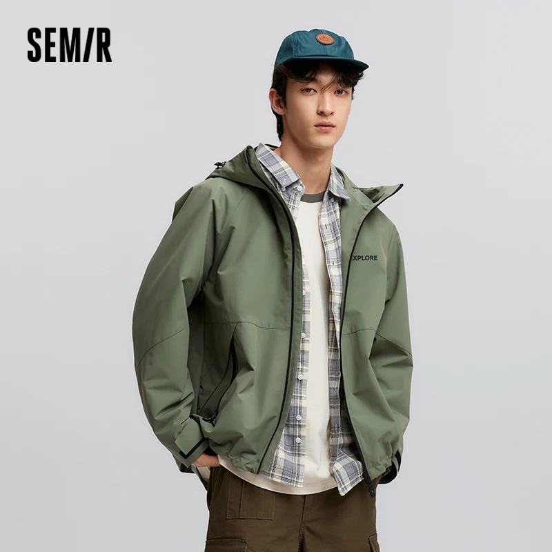 Semir Jacket Men Three-proof Windproof 2025 Spring New Hooded Top for Outdoor Hiking