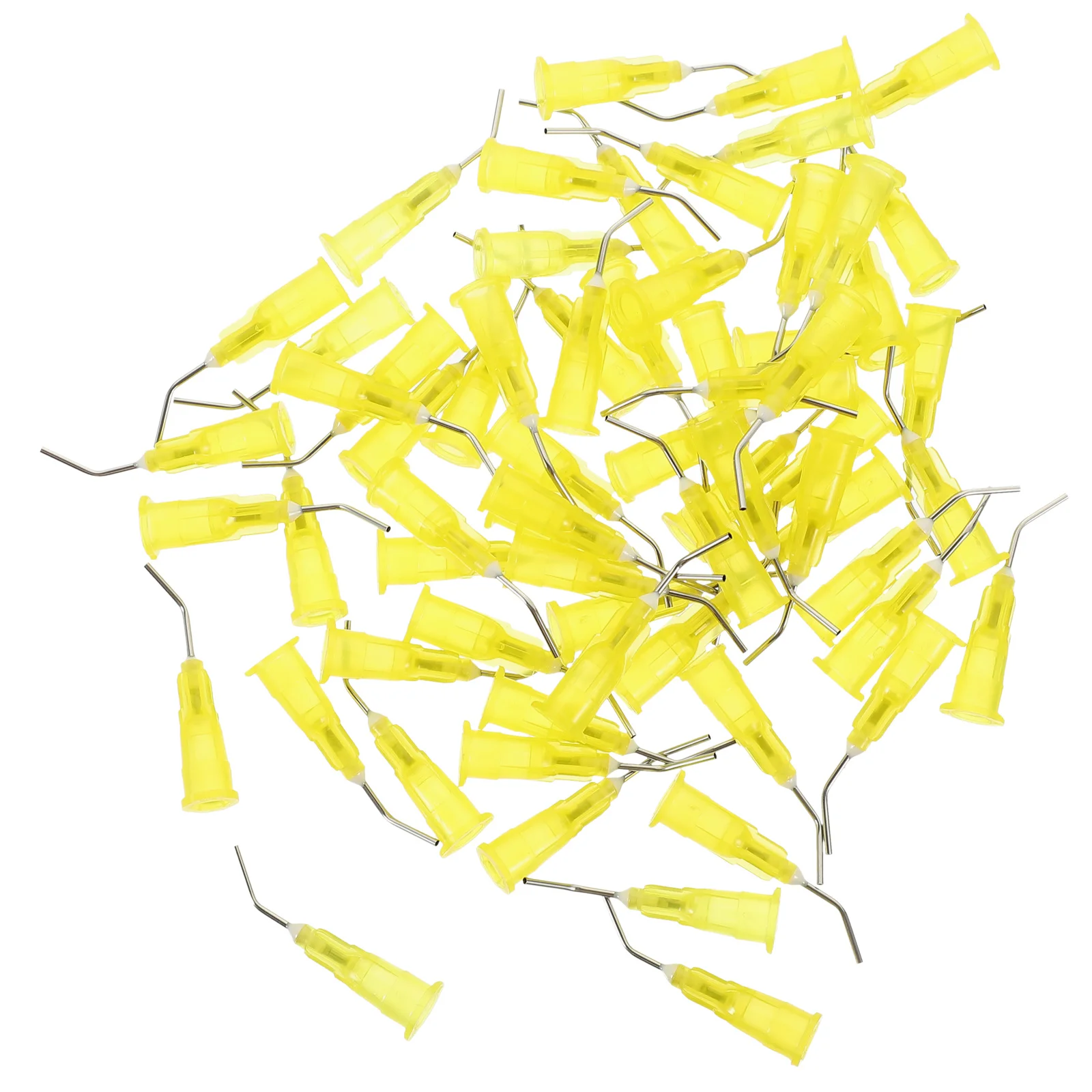 

100pcs Dental Syringe Tips Bent Tip 20G 0.9Mm Yellow Disposable Oral Care Tool For Teeth Cleaning Surgery Pet Feeding