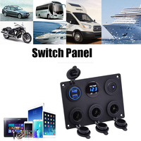 Red/Blue/Green Control panel switch Multi-function Car Boat Marine w/ Dual USB Charger Rocker 12-24V For Car boat Rv
