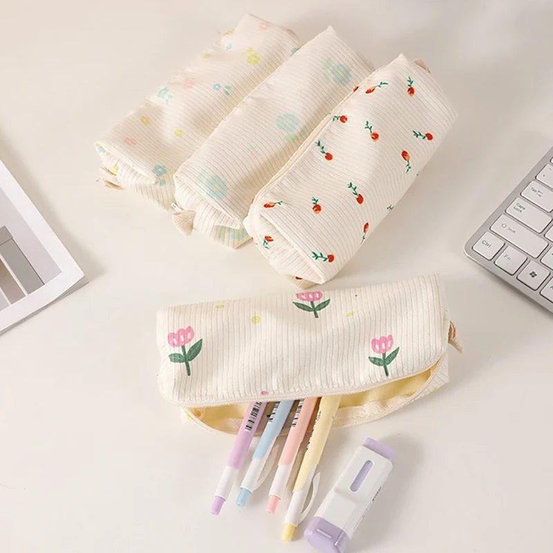 

Simple Flower Pencil Case School Supplies Trousses Scolaires Pencilcase Soft Cute Stationery Estuches Escolares Pencil Pouch