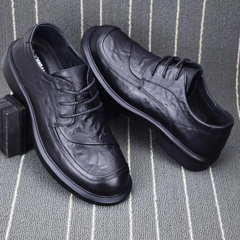 Men's shoes 2026 business low cut casual men's shoes spring soft sole soft surface lace up round toe men's shoes