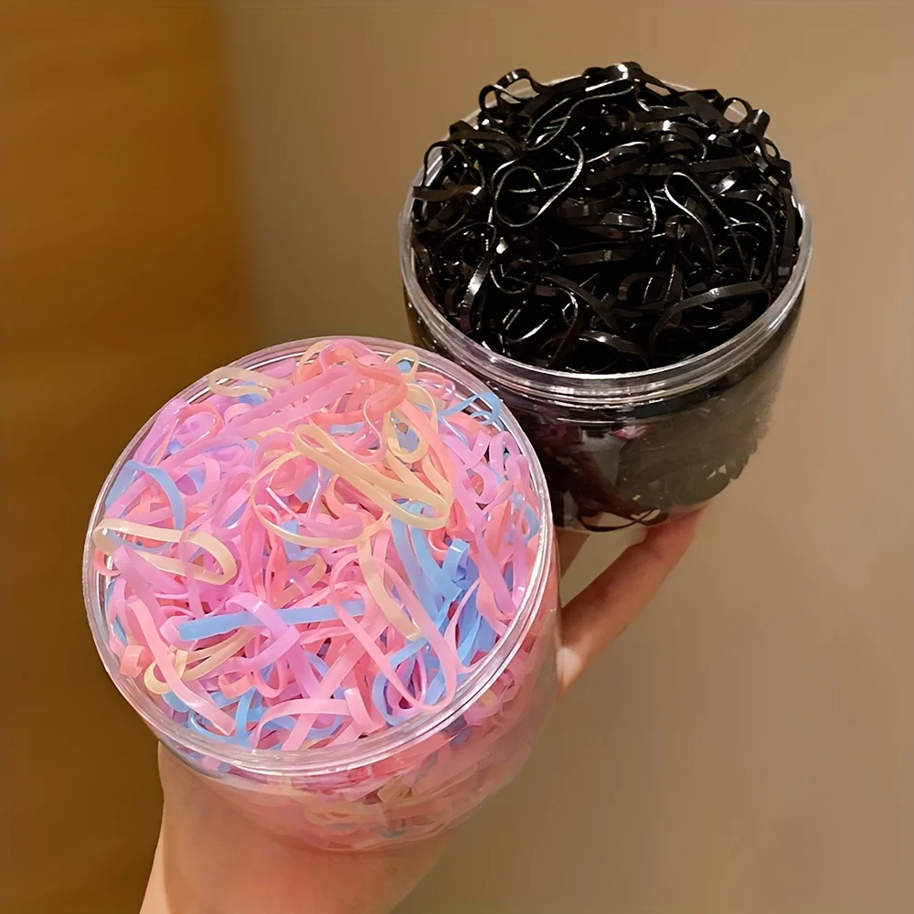 1000 شريط مطاطي صغير يمكن التخلص منه للفتيات الصغيرات لربط شعرهم بمرونة عالية وأربطة مطاطية متينة لربط الشعر