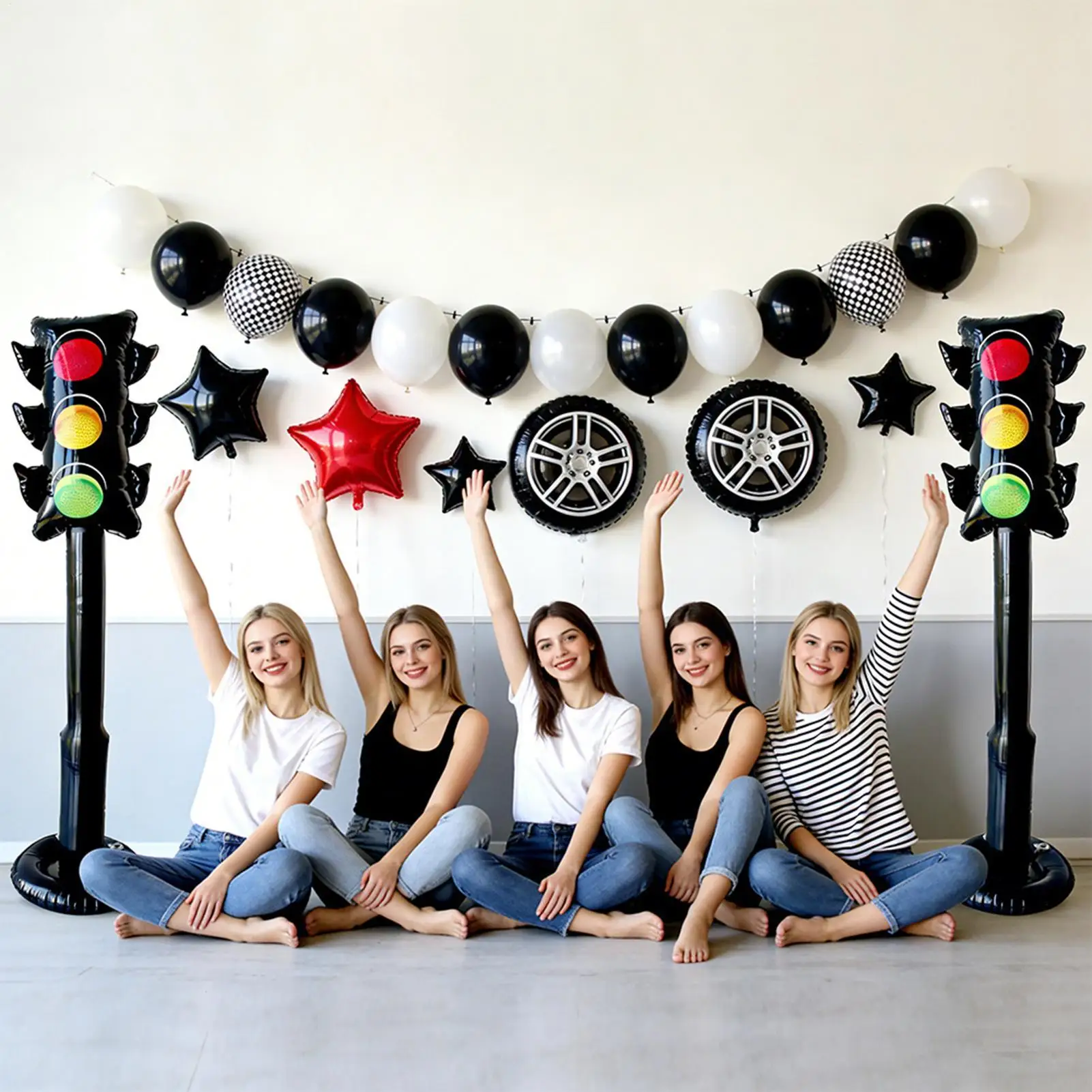 

Jumbo PVC Stop Light Balloons 145cm Blow Up Stoplight Party Decor Standing Traffic Light Balloons For Birthday Party School