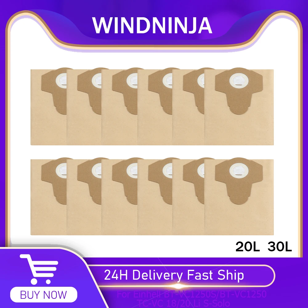 20L 30L Wet And Dry Vacuum Dust Bags Accessory For Einhell BT-VC1250S/BT-VC1250/TC-VC 18/20 Li S-Solo Paper Dust Collection Bags