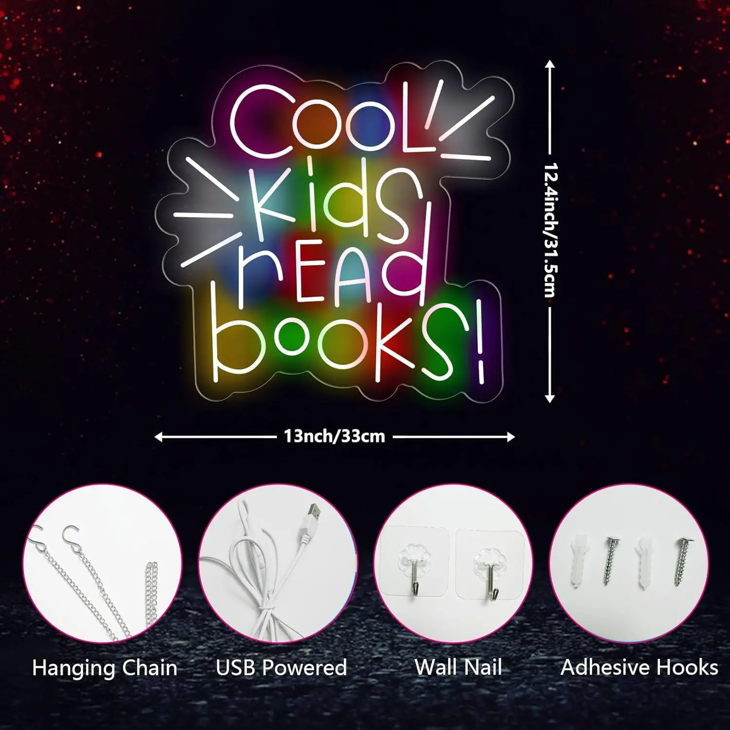 كول الاطفال قراءة الكتب ضوء النيون تسجيل USB عكس الضوء LED النيون تسجيل لغرفة النوم غرف معيشة نادي بار رجل كهف هدايا الحفلات جدار ديكور #6