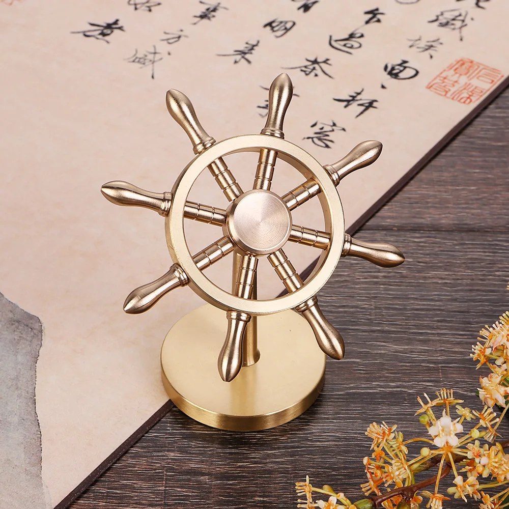 

Brass Office Ship Turning Navigation Rudder Creative Decoration Desktop Decompression Tool Smooth Sailing