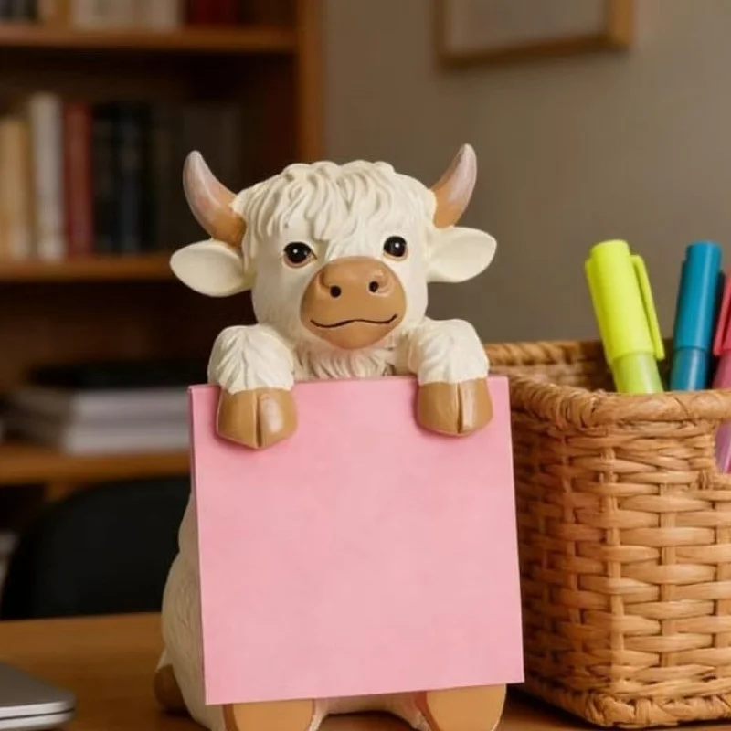 

Cross-Border New ProductsHighland Cow Figurine Highland Cow Resin Pop-Up Sticky Note Dispenser