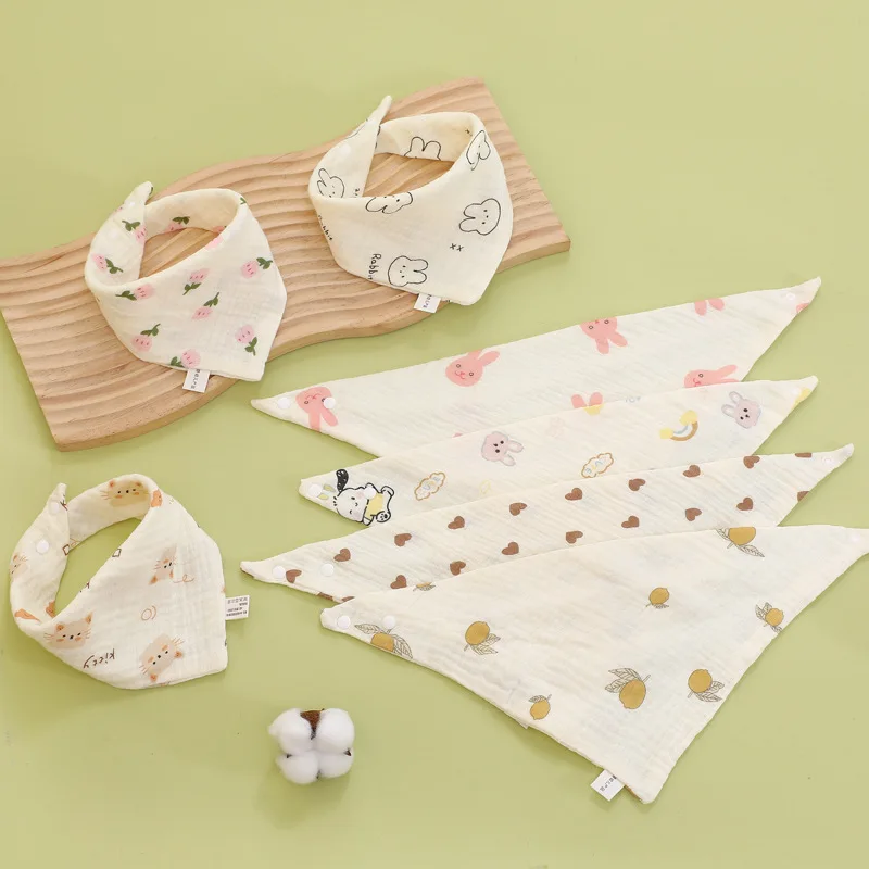 1pcs Baby Bibs Cotton Saliva Towel Triangle Scarf Newborn 4Layer Burp Cloths Bandana Baby Accessories Newborn