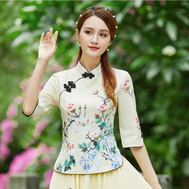 

Women's Autumn New Vintage Buckle Improved Cheongsam Women's Top Tang Costume National Chinese Style Hanfu