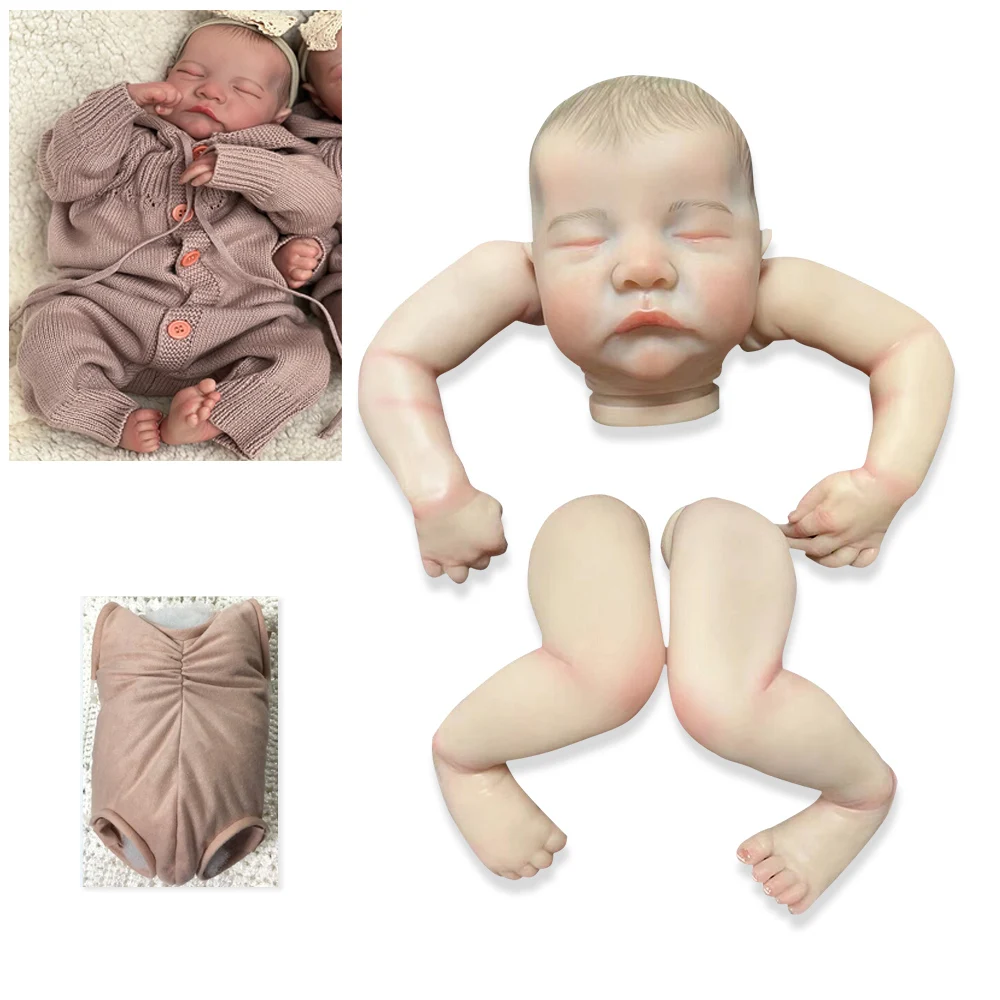 

NPK 19inch Already Painted Reborn Doll Parts Levi Sleeping Lifelike Baby 3D Painting with Visible Veins Cloth Body Included