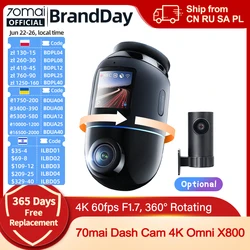 70mai Dash Cam Omni X200 360 °   Visualizzazione completa GPS integrato ADAS 70mai Car DVR X200 Telecamera 24 ore Monitor di parcheggio Archiviazione eMMC AI Motion