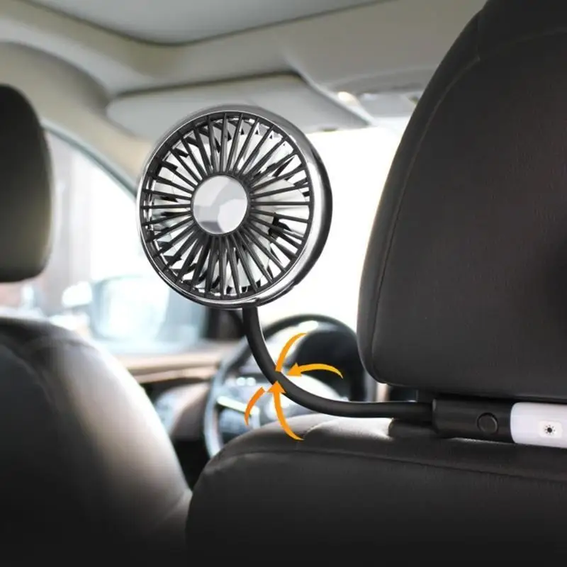 31BC USB Car Fan,Electric Cooling Fan with 3 Speed,360 Degree Rotatable Backseat Car Fan,LED Cooling Air Small Fan