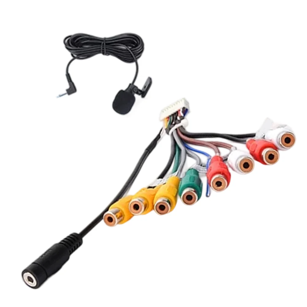 Car Stereo Aux Adapter Cable With For RCA Output Microphone For Car Radio Cable Adapter Auto Accessories