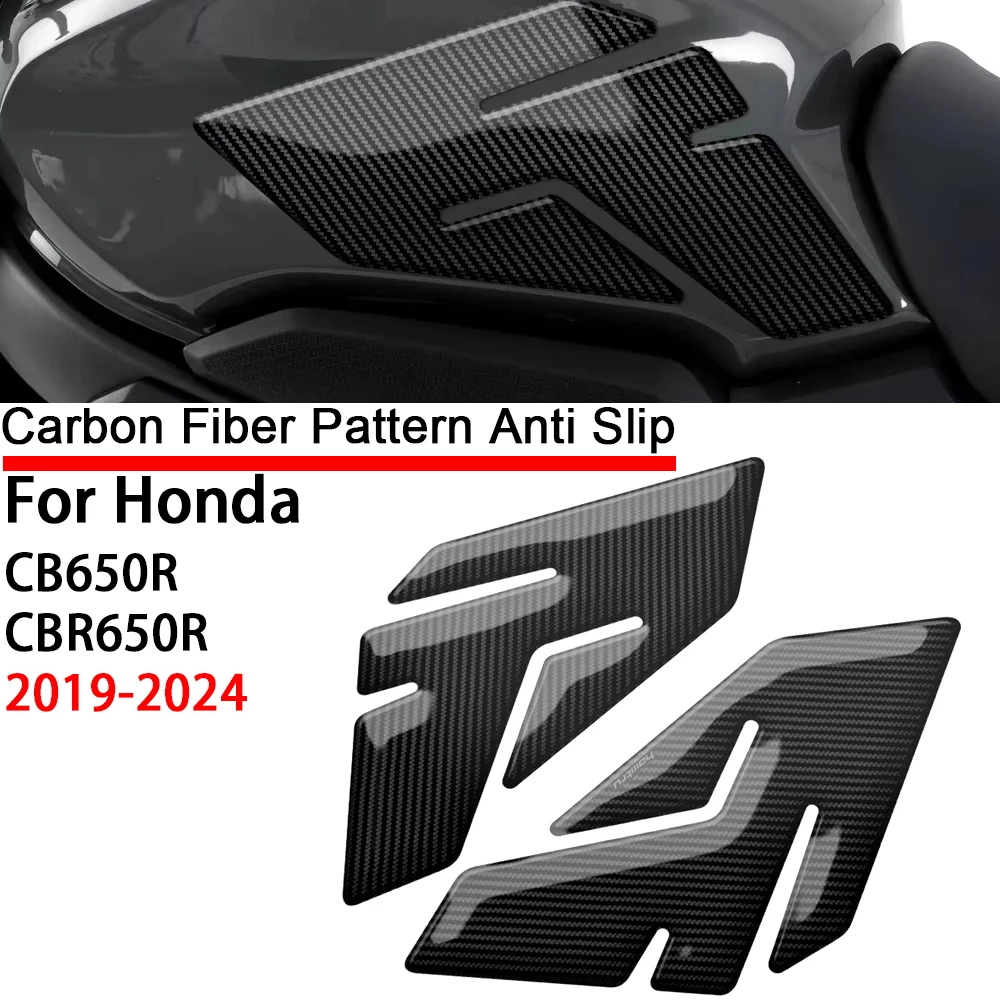 

For Honda CB650R CBR650R 2019 2020 2021 2022 2023 2024 3D Carbon-look Motorcycle Side Fuel Tank Pad Knee Grip Protection Sticker