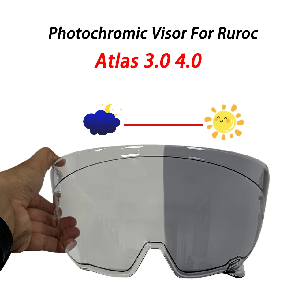 Photochromes Helmvisier für Ruroc Atlas 3.0 4.0 Motorradhelme Linsenschutz Glas Sucher Bildschirmzubehör