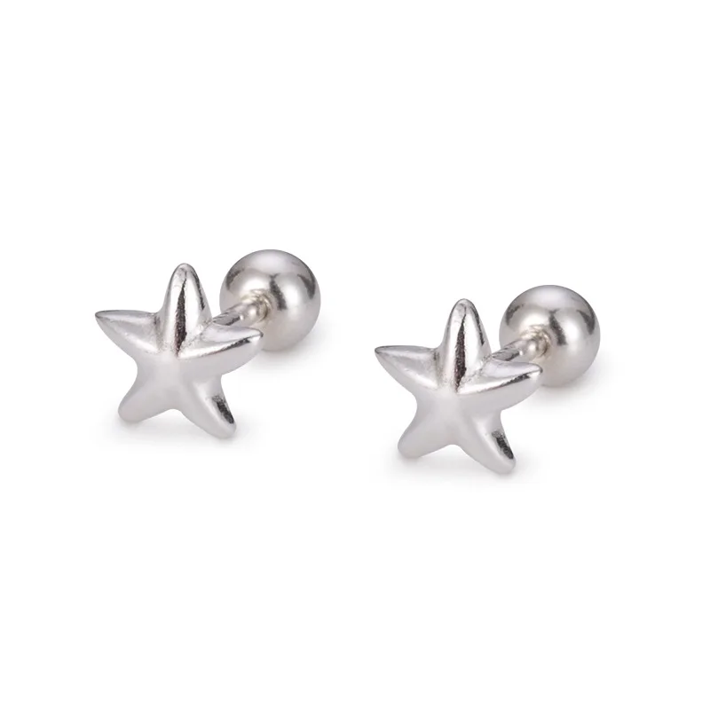 Orecchini a bottone in metallo con stella in argento Sterling 925 per ragazze Simple Originality coreano Fashion Ear Bone Nail Ladies Piercing