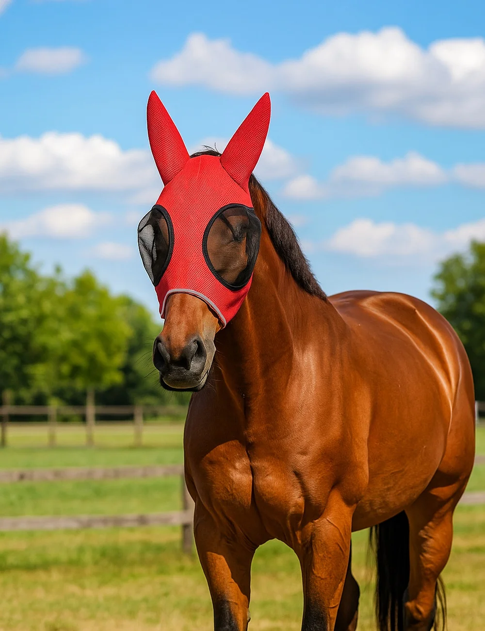 

Оборудование для конного спорта, дышащая маска для лошади, маска от комаров, защита от насекомых, защита от укусов, чехол для головы лошади