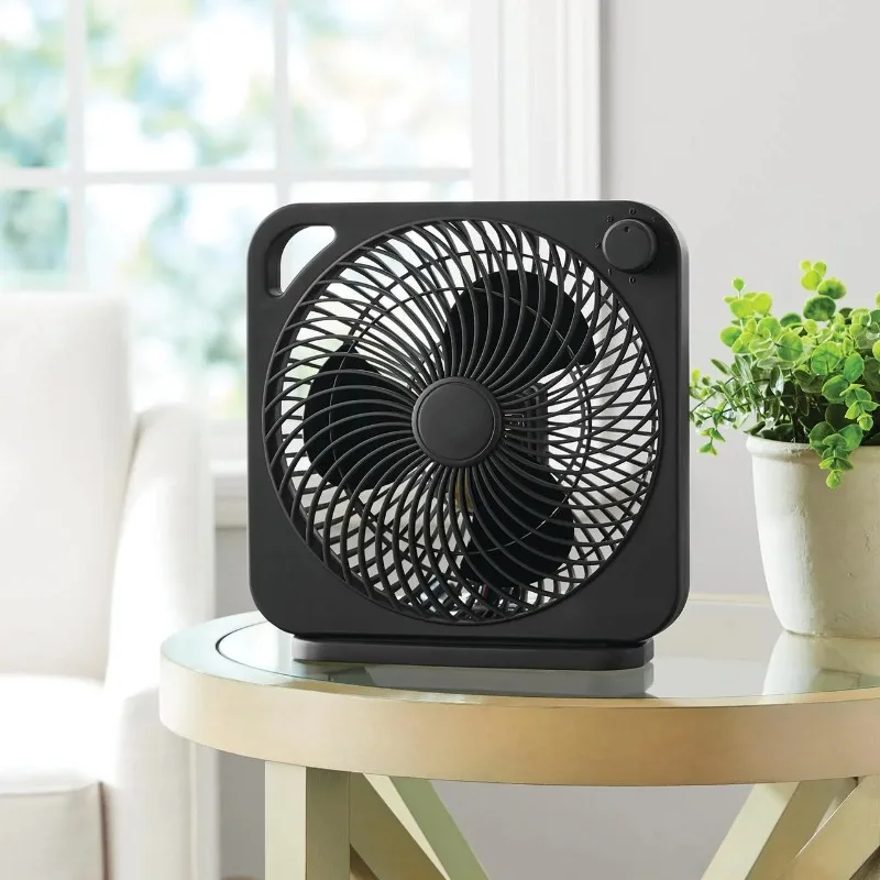 

New Style 9 inch Box Indoor Comfort Personal AC Electric Fan, 3 Speeds, Black