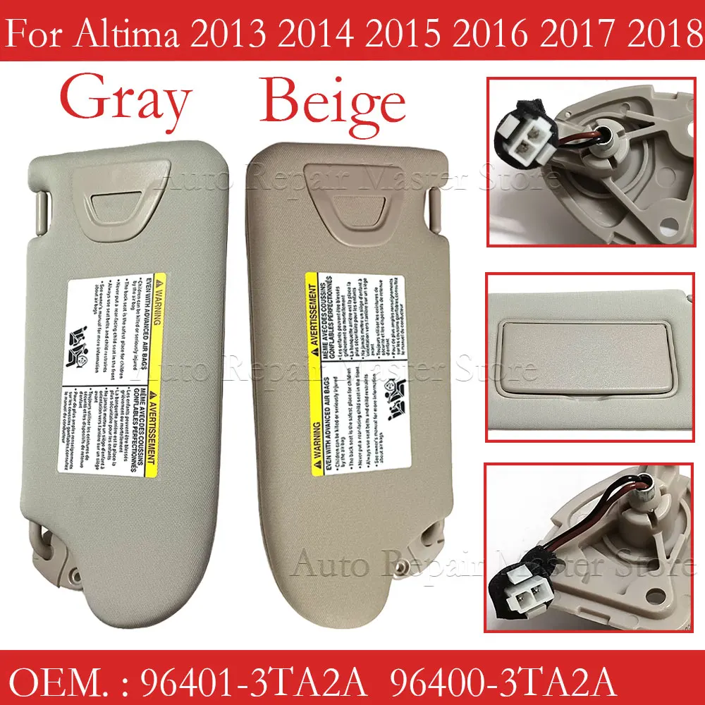 96400-3TA2A For Nissan Altima 2013 2014 2015 2016 2017 2018 Car Sun Visor Grey Beige Left Right DriverPassenger Side 96401-3TA2A