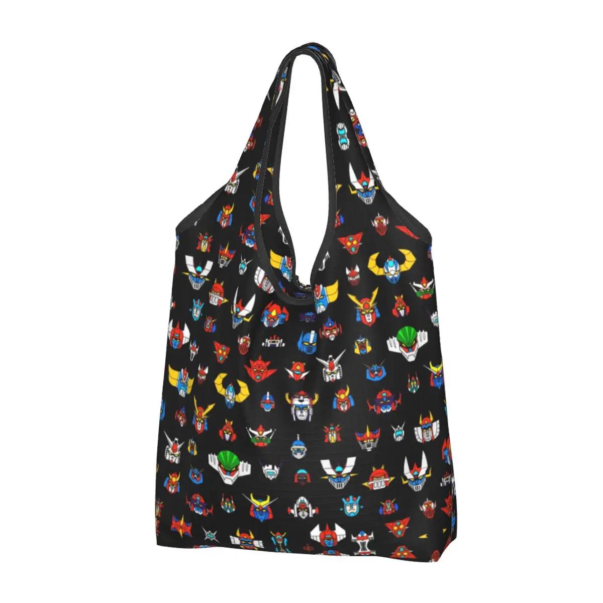 

Custom Kawaii Ufo Robot Logo Shopping Tote Bags Portable Goldorak Grendizer Mazinger Z Groceries Shoulder Shopper Bag