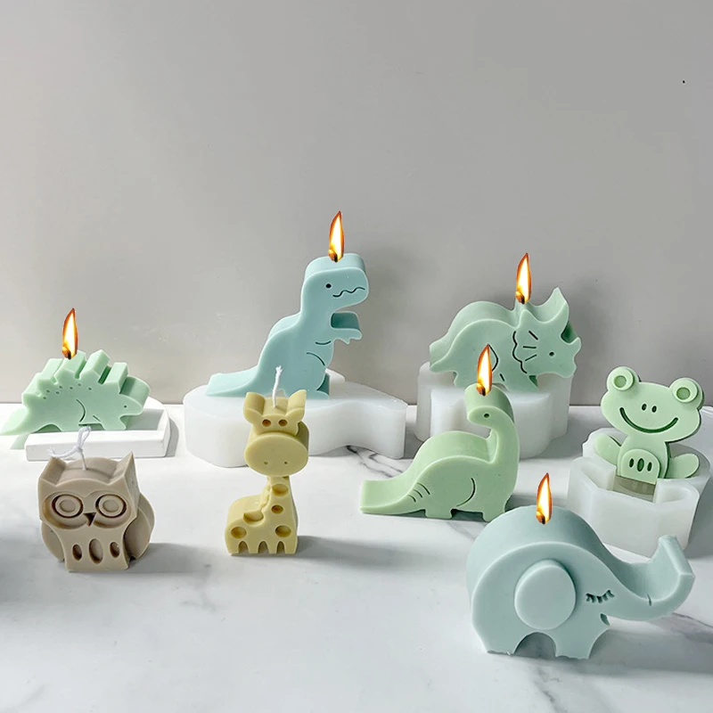 Dinosaur Series Silicone Molds Various Animal Aromatherapy Candles Plaster Resin Decoration Making Supplies Home Handmade Gifts