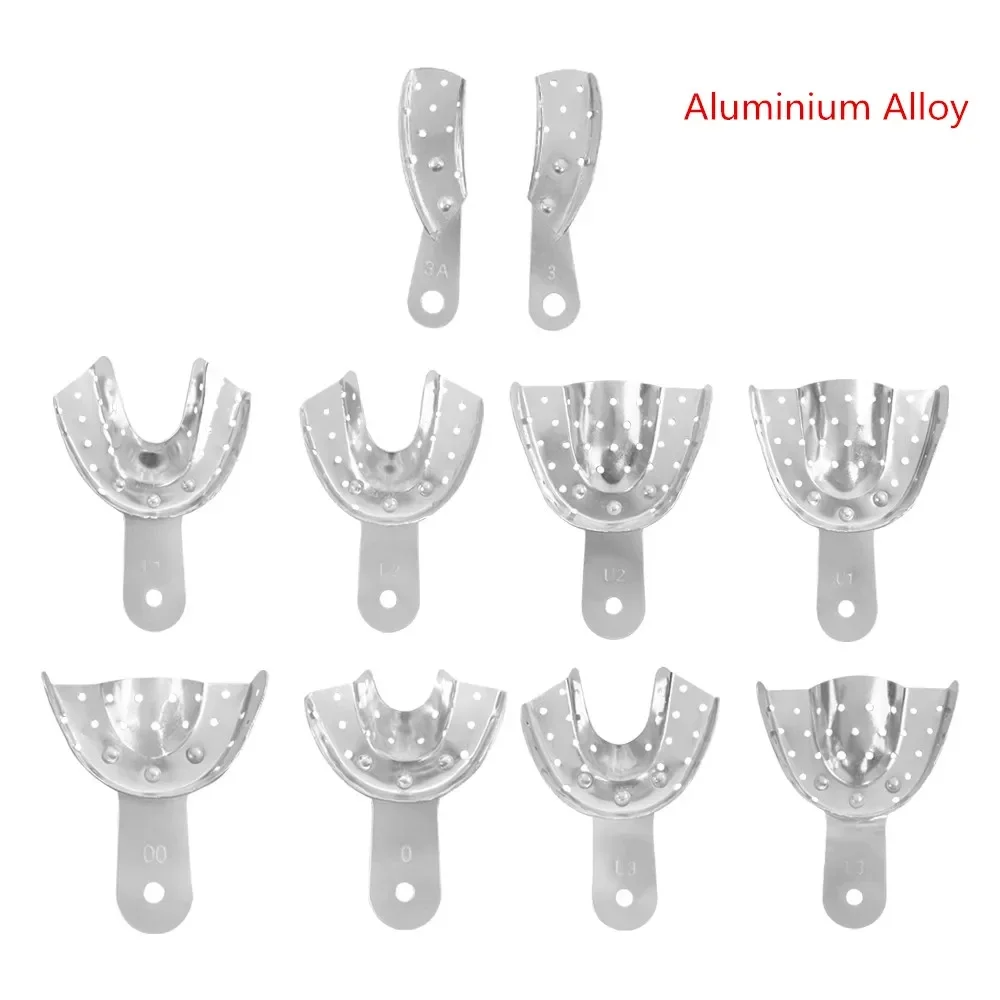 10 Pairs(20pcs) Dental Upper Lower Impression Trays Autoclavable Aluminium Alloy Teeth Tray Teeth Holder Dentist Lab Equipment