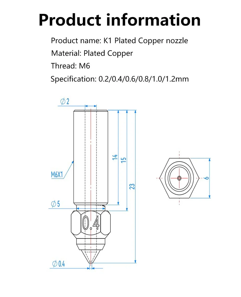 Pour Creality K1/k1 Max buse Creality Ender 3 V3 KE buse en laiton plaqué cuivre acier trempé pour buses K1/CR-M4 0.4 0.6mm