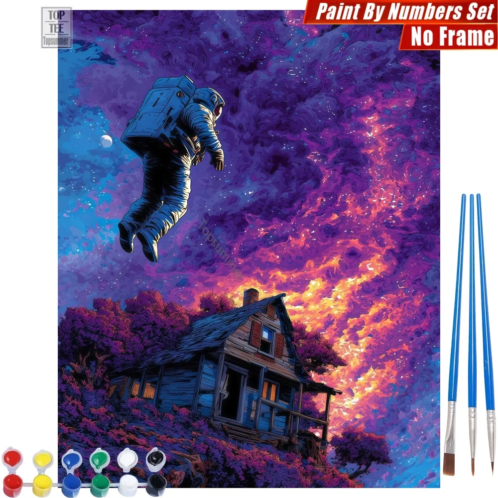 

Astronaut Purple Nebulae Paint By Number Set - Astronaut House Stars Home Decor Father'S Day Gift For Dad
