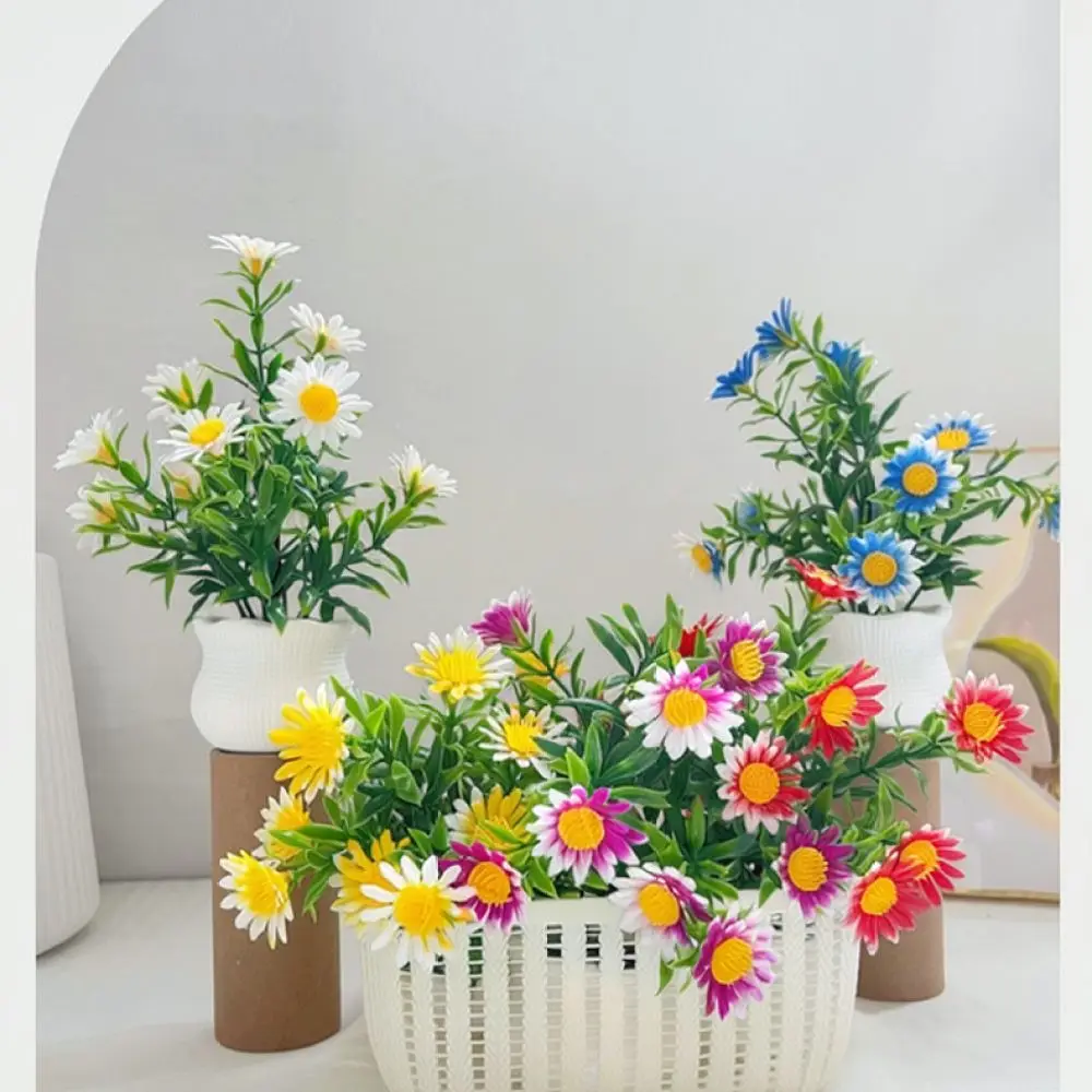 Simulation Daisy Potted Plant Fake Flower Ornament Living Room Table Office Interior Floral Decoration