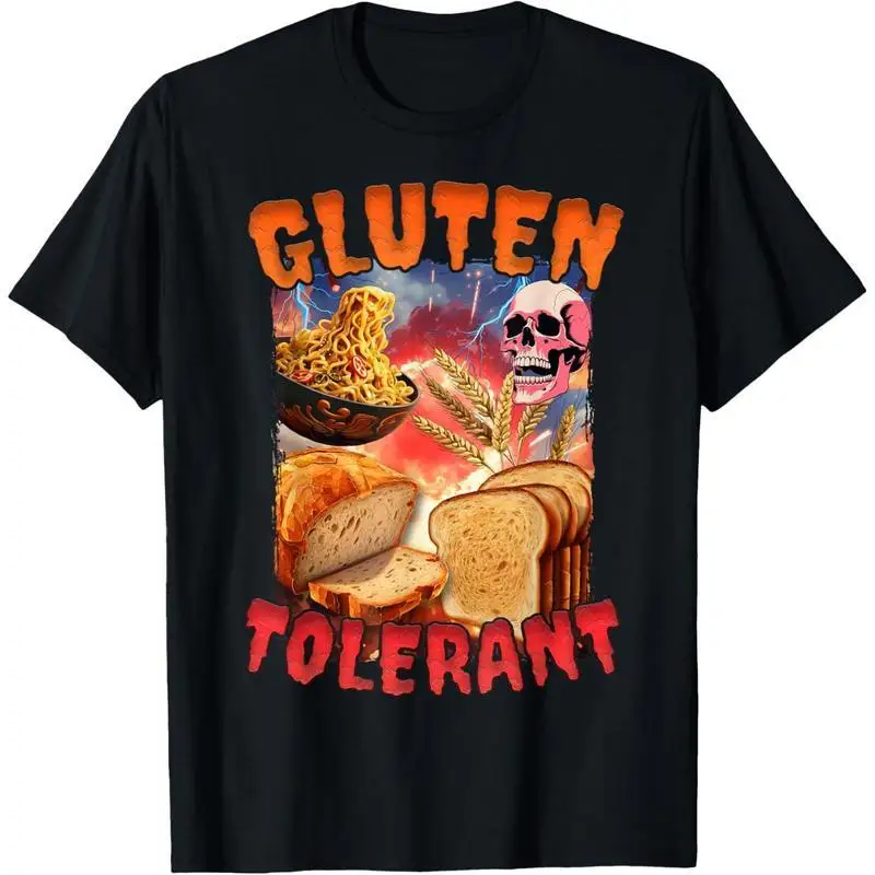 

Funny Gluten Tolerant T-shirt Women Men Dark Humor Graphic Tee Bread Lover Tops Sarcastic Foodie Gifts