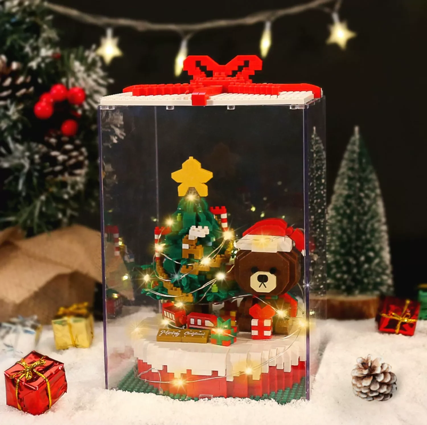 

Micro Building Blocks Christmas Bear Model 3D Assemble Bricks Toys Holiday Gifts For Girl Kids Adult