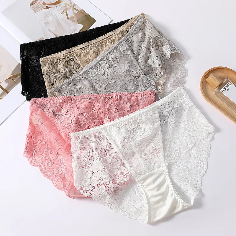 3PCS/Set Women\'s Panties, Lace and Real Silk Underwear, Sexy Lingerie Comfortable Female Briefs, Cozy Underpants, 2024