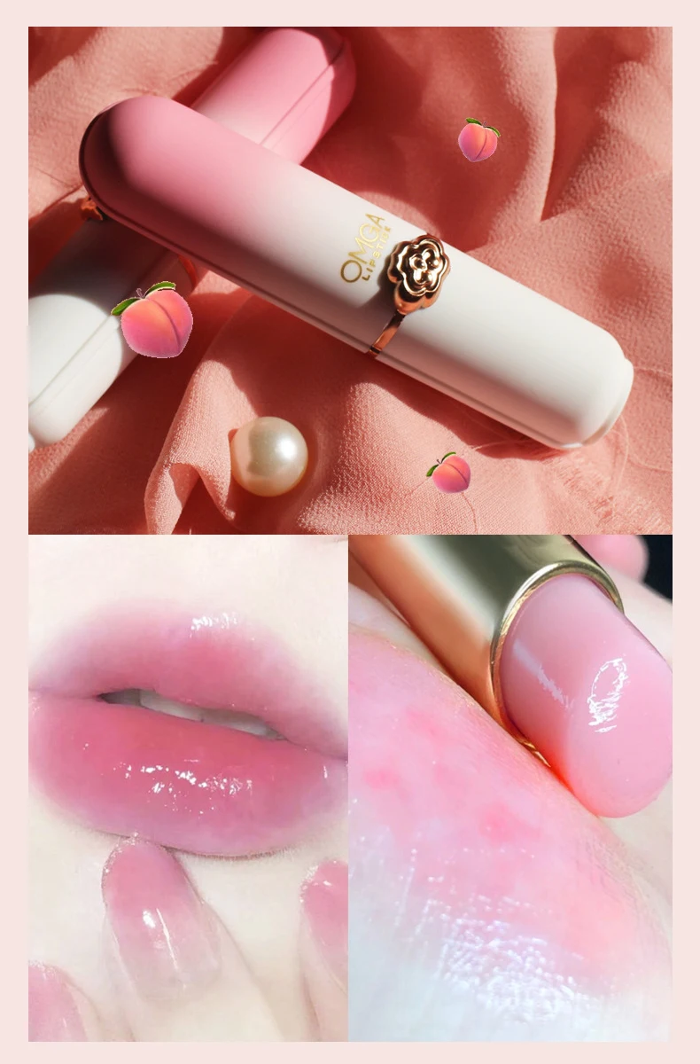 Peach Color Lip Balm Crystal Temperature Change Lipstick Girl Moisturizing LongLasting Lip Gloss Makeup Lip Care Repair Cosmetic