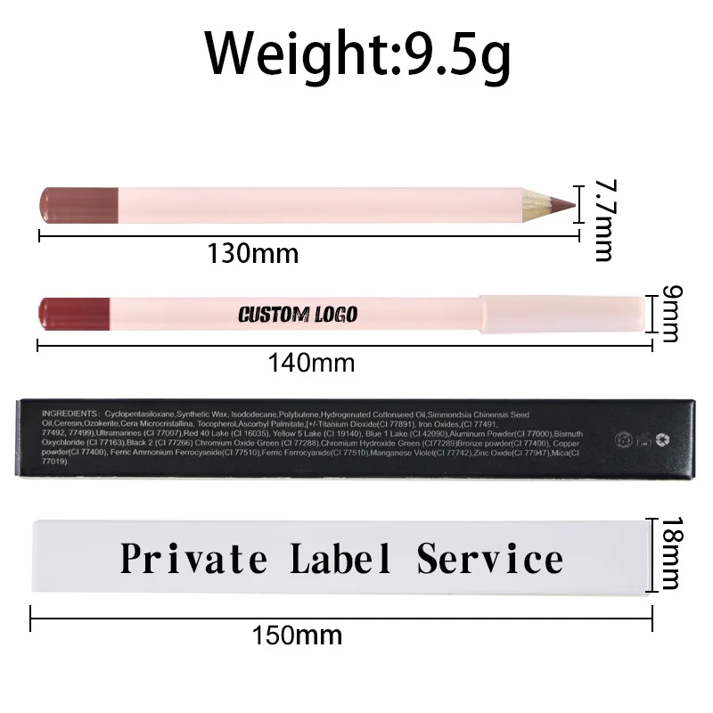 10PCS Lip Liner Pencil Private Label Makeup Lipstick Pencils Waterproof Matte Dark Vegan Nude Pink Lipliner Wholesale Bulk