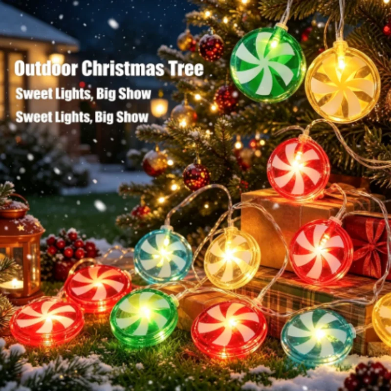 Garland Lights Christmas LED USB Santa Snowman Windmill Candy Cute for Party Festival Outdoor Garden Yard Table Balcony Decor
