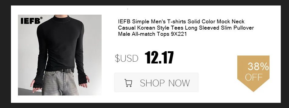 IEFB Korean Style Men's T-shirts Loose Button Design Pullover Tops Casual Solid Color Long Sleeve Male Tees Simple New 9C6913