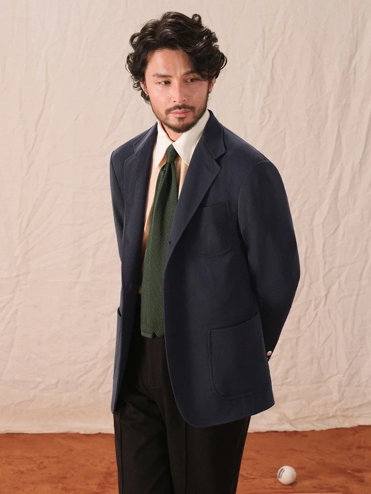 

ex Вязаная эластичная повседневная спортивная куртка из смеси хлопка и полиэстера Busin Gentleman Sle Long Sve Весна Осень ...