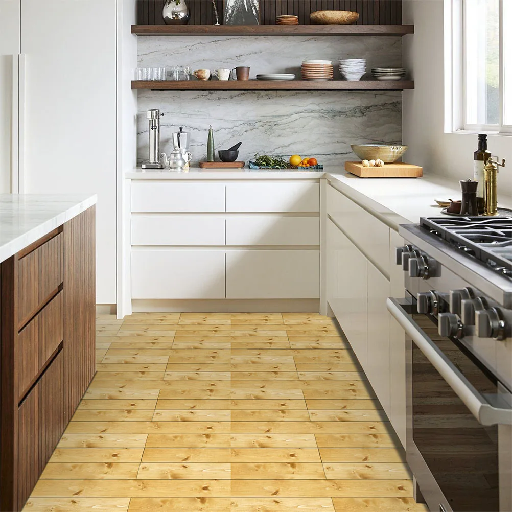 

5pcs Wood Grain Floor Stickers PVC Self Adhesive Planks Peel Stick Tile Bathroom Living Room Bedroom Study Easy Peel No Residue