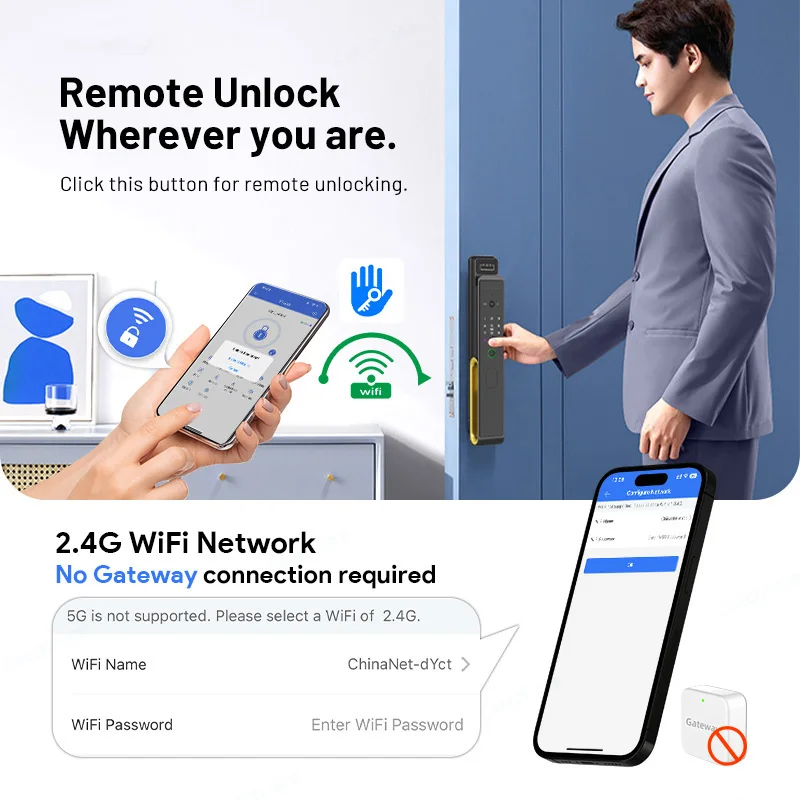 Face Recognition Ttlock WiFi Video Intercom Fingerprint Smart Door Lock with Camera APP Biometric Electronic Key Automatic Lock