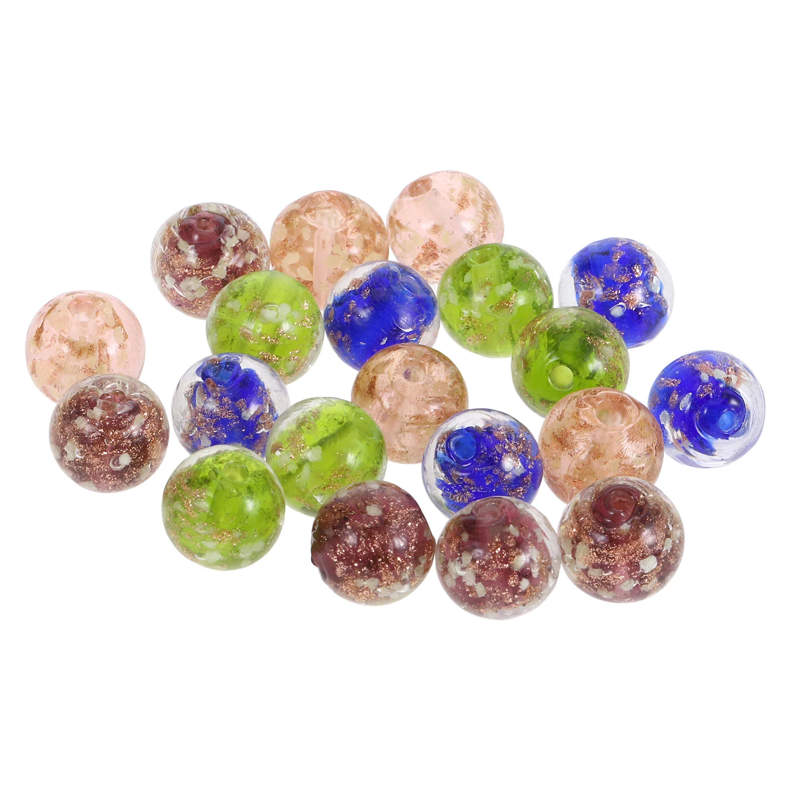 20 Pcs Night Glow Glass Beads Set Bright Colors Round Jewelry Kits Fluorescent Loose Beads Craft Supplies Bracelet Necklace